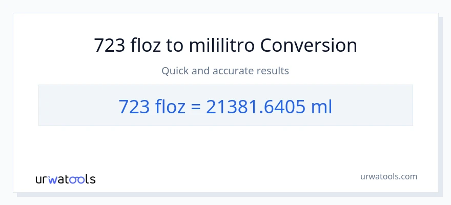 723 mga onsa ng likido patungong mga mililitro na conversion
