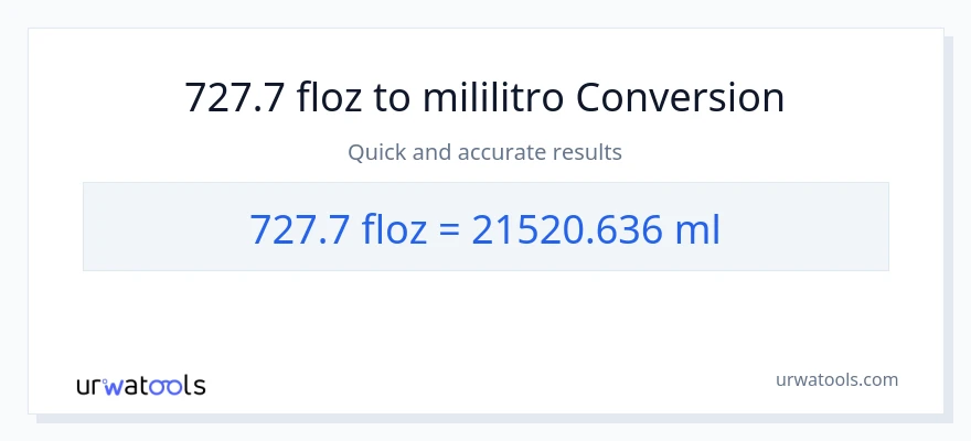 727.7 mga onsa ng likido patungong mga mililitro na conversion