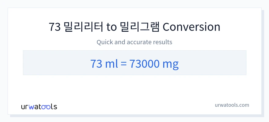 73 밀리리터에서 밀리그램으로의 변환