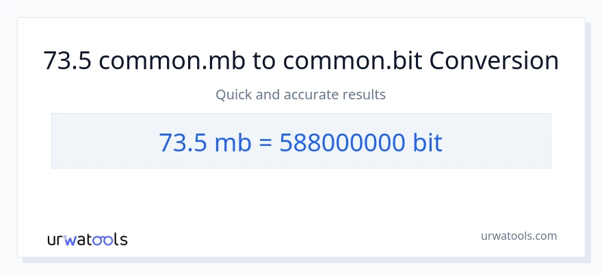73.5 Megabytes から Bits への変換