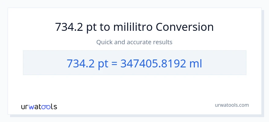 734.2 Pints patungong mga mililitro na conversion