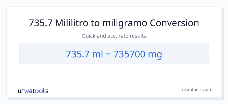 735.7 mga mililitro patungong miligramo na conversion