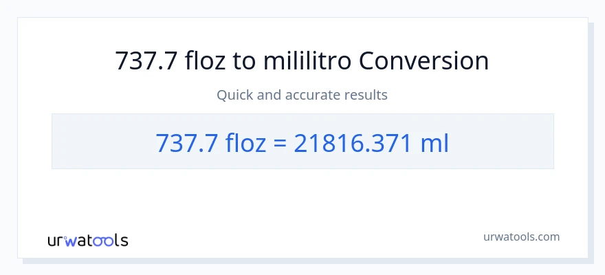 737.7 mga onsa ng likido patungong mga mililitro na conversion