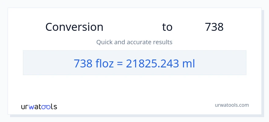 تبدیل 738 اونس مایع به میلی‌لیتر