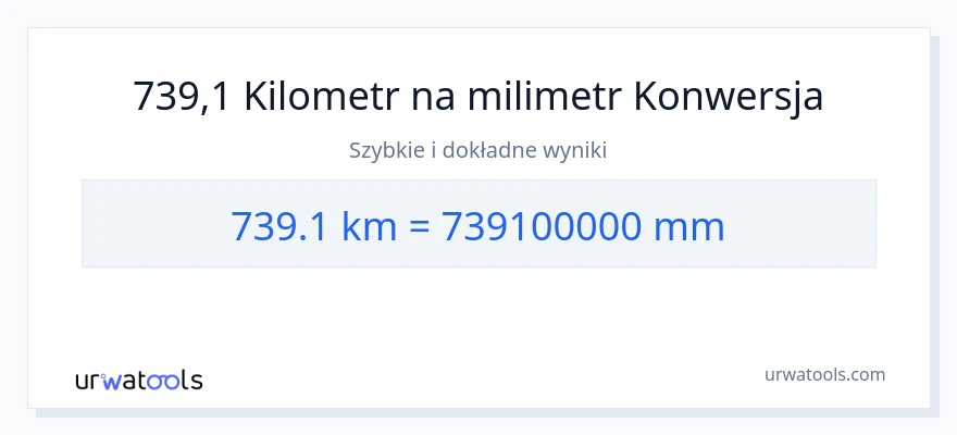 Konwersja 739.1 kilometrów do milimetry