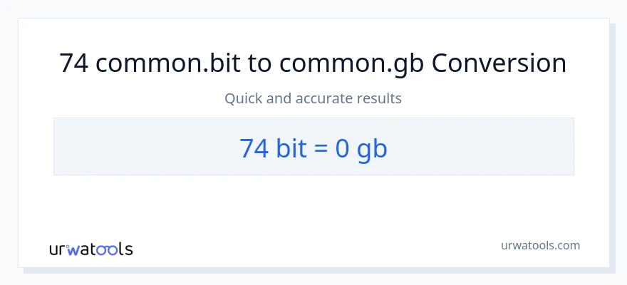 74 Bits patungong Gigabytes na conversion