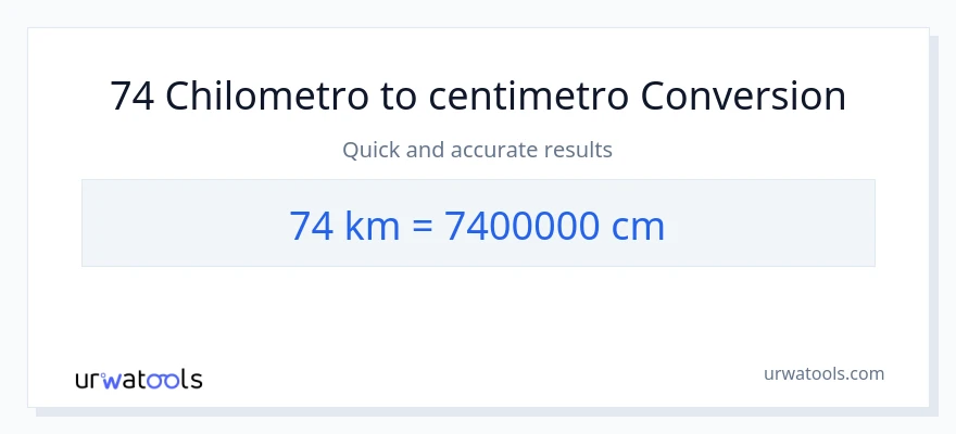 Conversione da 74 chilometri a Centimetri