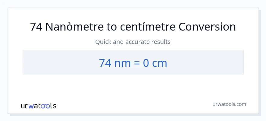 Conversió de 74 nanòmetres a Centímetres