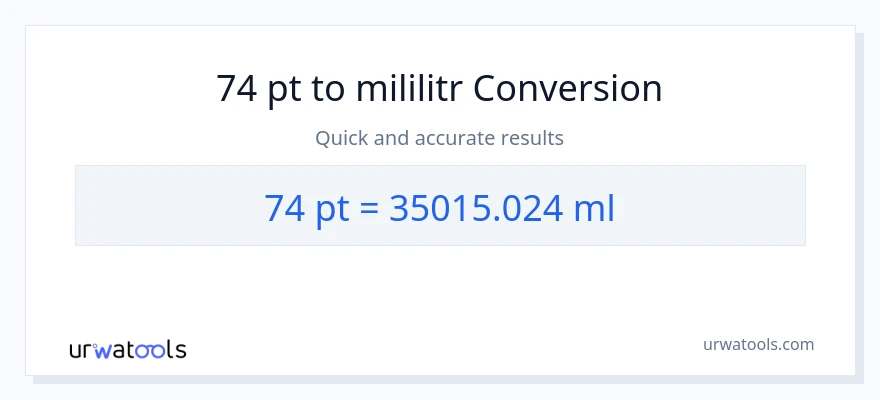 Konwersja 74 Pints do mililitry