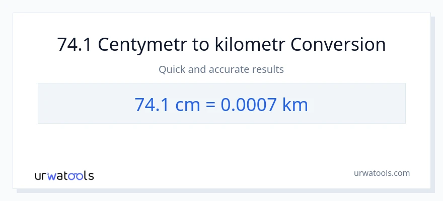 Konwersja 74.1 Centymetry do Kilometry