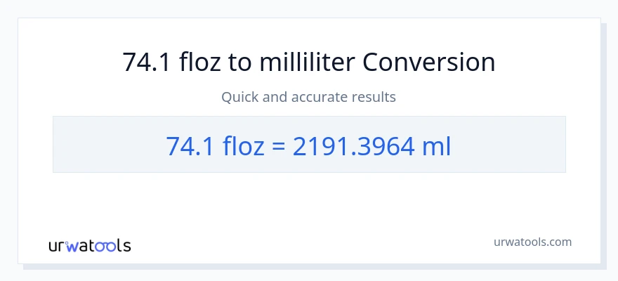 74.1 flydende ounces til milliliter konvertering