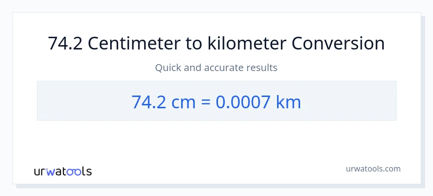 74.2 Centimeter til Kilometer konvertering
