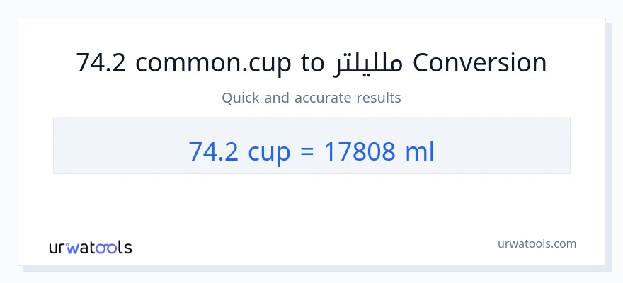 التحويل من 74.2 أكواب إلى ملليلتر