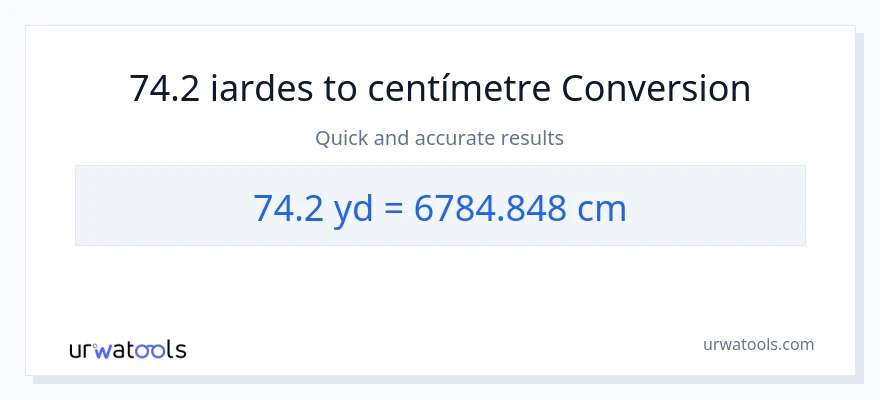 Conversió de 74.2 iardes a Centímetres
