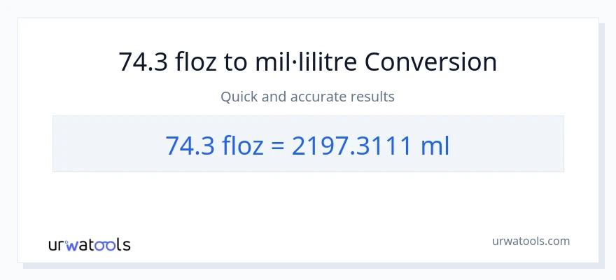 Conversió de 74.3 unces fluides a mil·lilitres