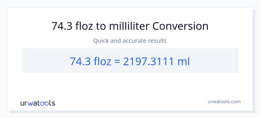 74.3 flydende ounces til milliliter konvertering