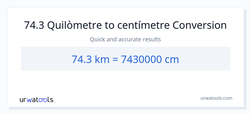 Conversió de 74.3 Quilòmetres a Centímetres