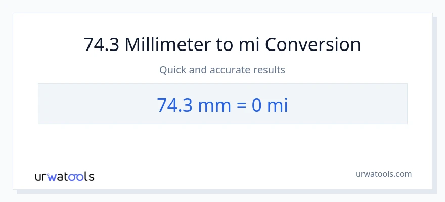 74.3 millimeter til miles konvertering