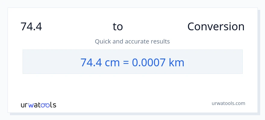 74.4 ಸೆಂಟಿಮೀಟರ್‌ಗಳು ರಿಂದ ಕಿಲೋಮೀಟರ್‌ಗಳು ಪರಿವರ್ತನೆ
