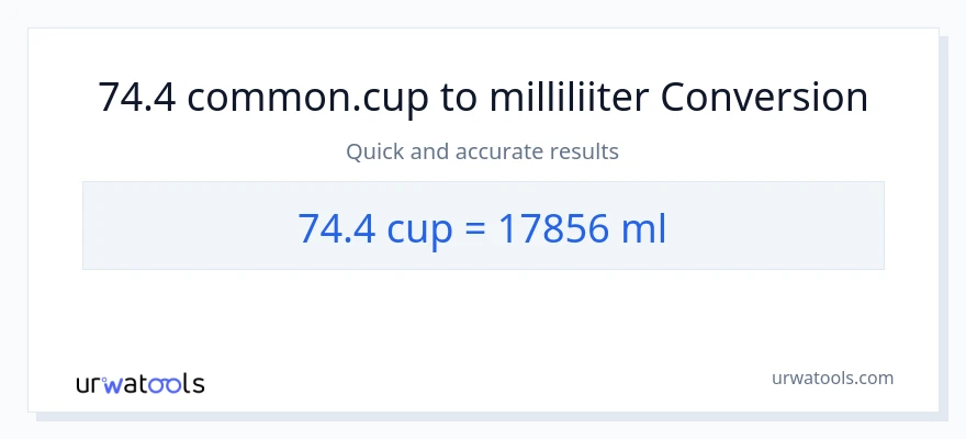 74.4 tassid konversioon milliliitrid-ks