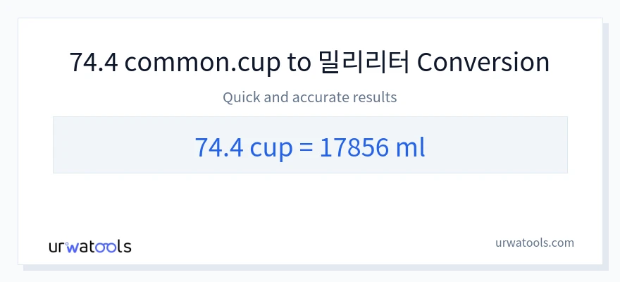 74.4 컵에서 밀리리터으로의 변환