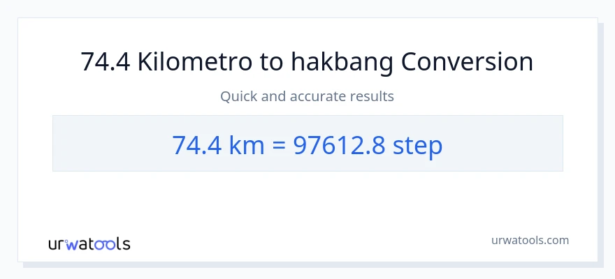 74.4 Kilometro patungong mga hakbang na conversion