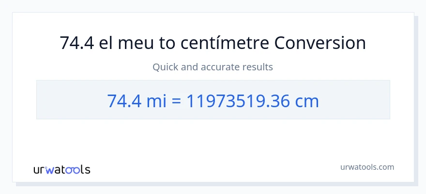 Conversió de 74.4 milles a Centímetres