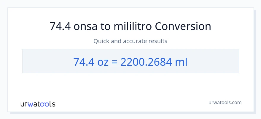 74.4 Mga onsa patungong mga mililitro na conversion