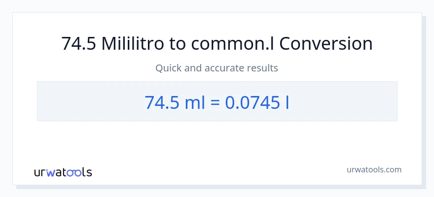 74.5 mga mililitro patungong Liters na conversion