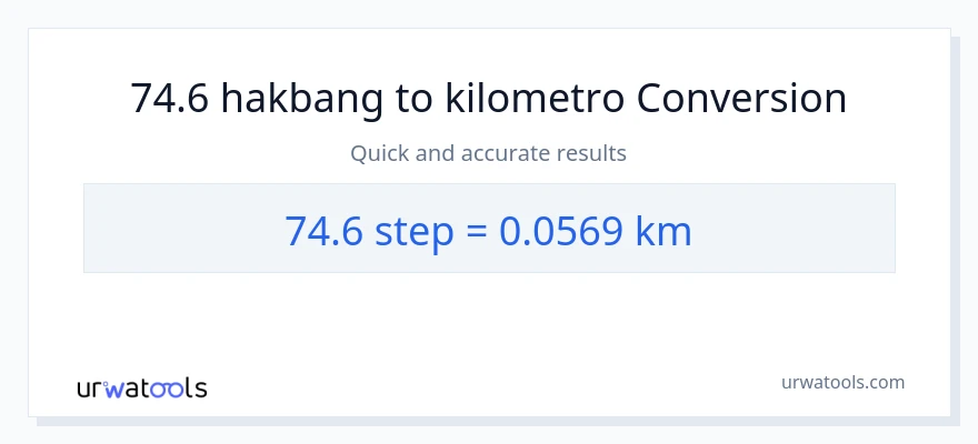 74.6 mga hakbang patungong Kilometro na conversion