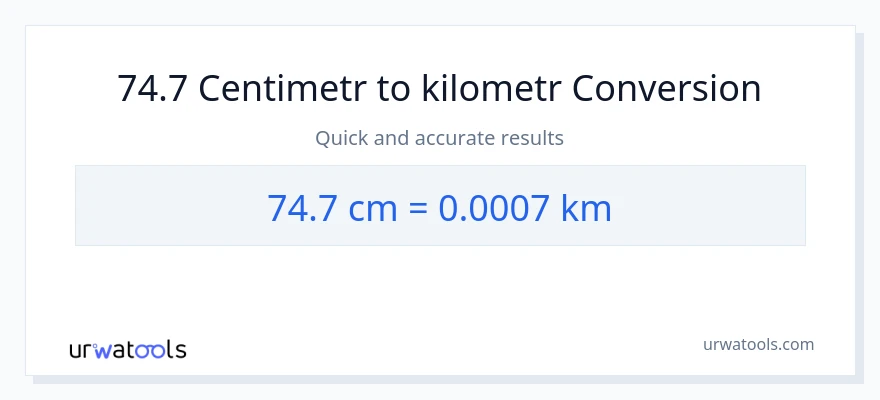 Konverze z Centimetry na Kilometry: 74.7