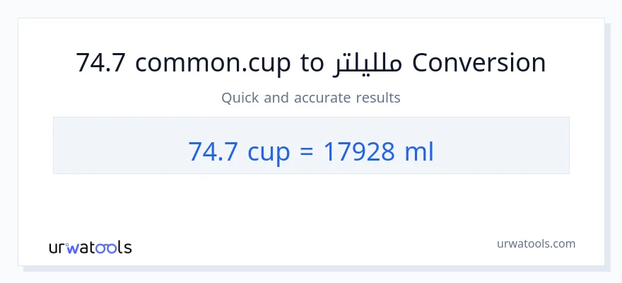 التحويل من 74.7 أكواب إلى ملليلتر