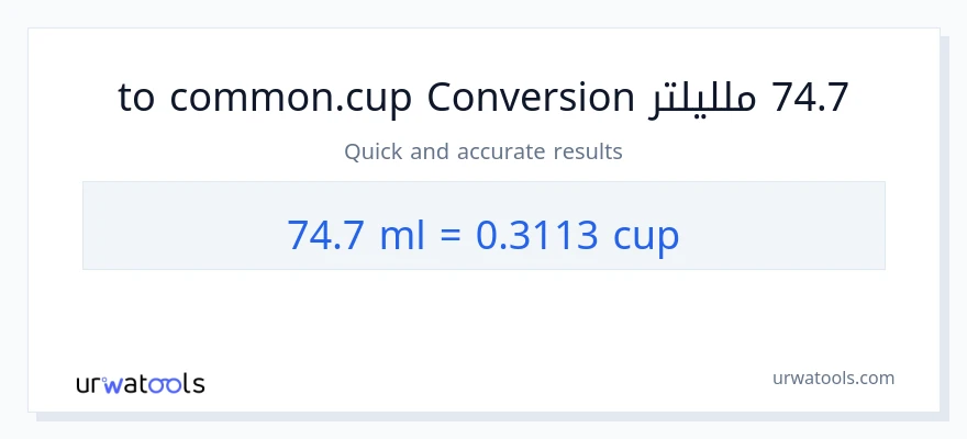 التحويل من 74.7 ملليلتر إلى أكواب