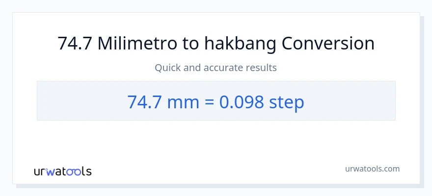 74.7 milimetro patungong mga hakbang na conversion