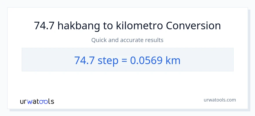74.7 mga hakbang patungong Kilometro na conversion