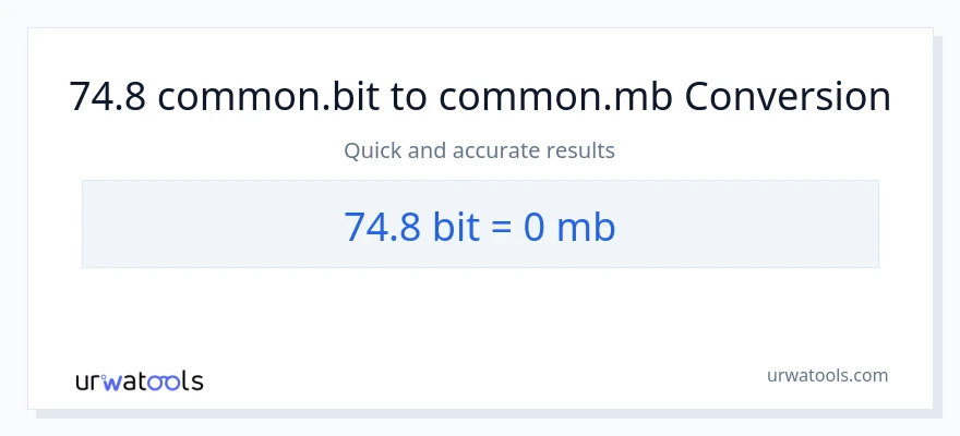 74.8 Bits سے Megabytes کی تبدیلی
