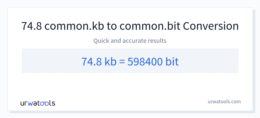 74.8 Kilobytes 到 Bits 轉換
