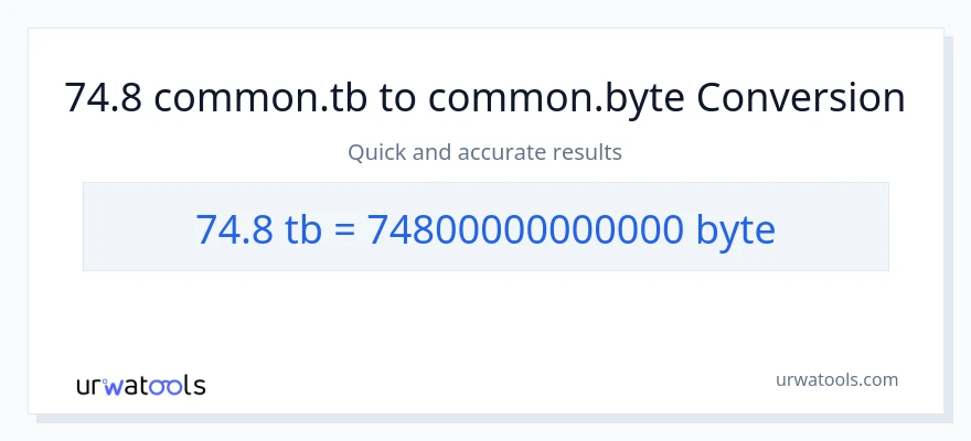 74.8 Terabytes patungong Bytes na conversion
