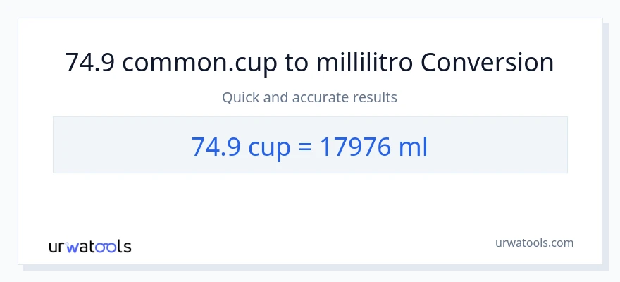 Conversione da 74.9 tazze a millilitri