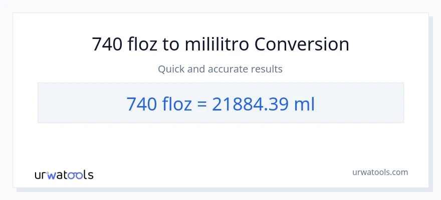 740 mga onsa ng likido patungong mga mililitro na conversion