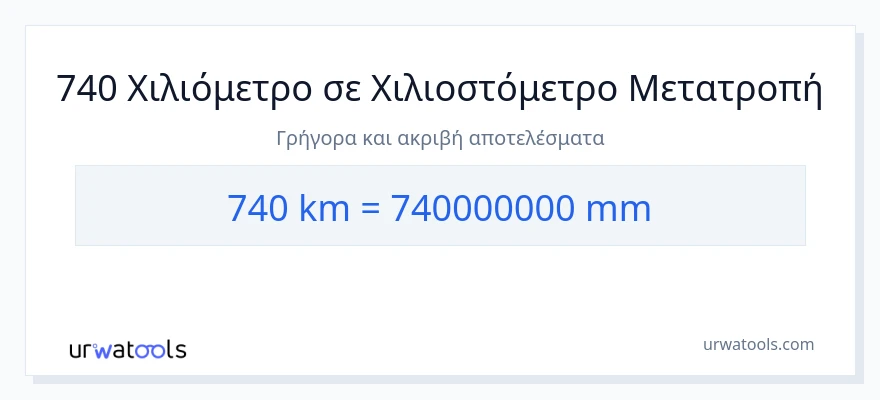 Μετατροπή 740 χιλιόμετρα σε χιλιοστά