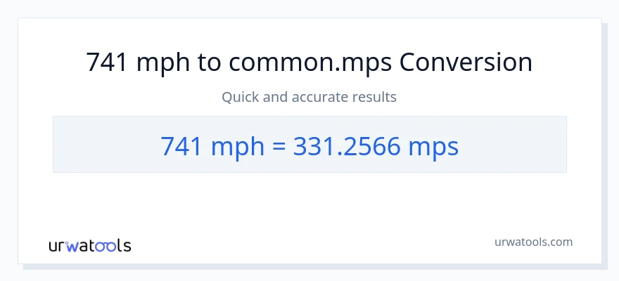 741 milya kada oras patungong Meters Per Second na conversion