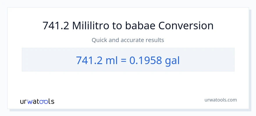 741.2 mga mililitro patungong Mga galon na conversion