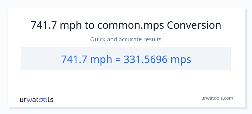 741.7 milya kada oras patungong Meters Per Second na conversion