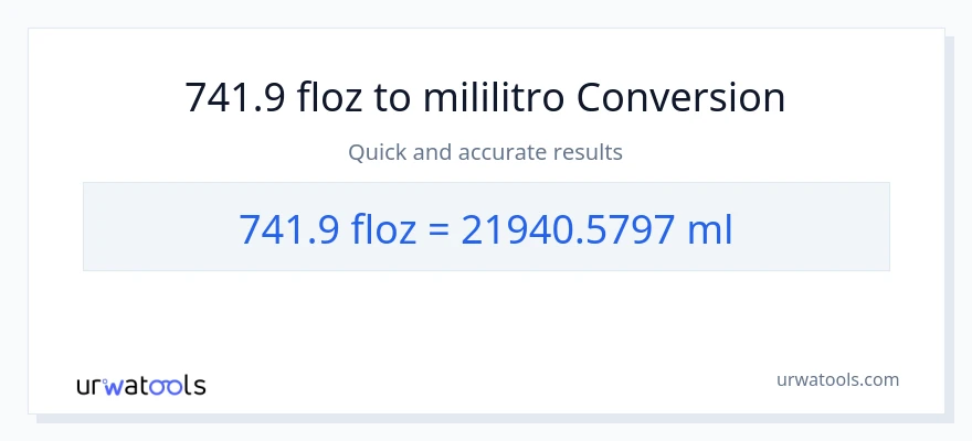 741.9 mga onsa ng likido patungong mga mililitro na conversion