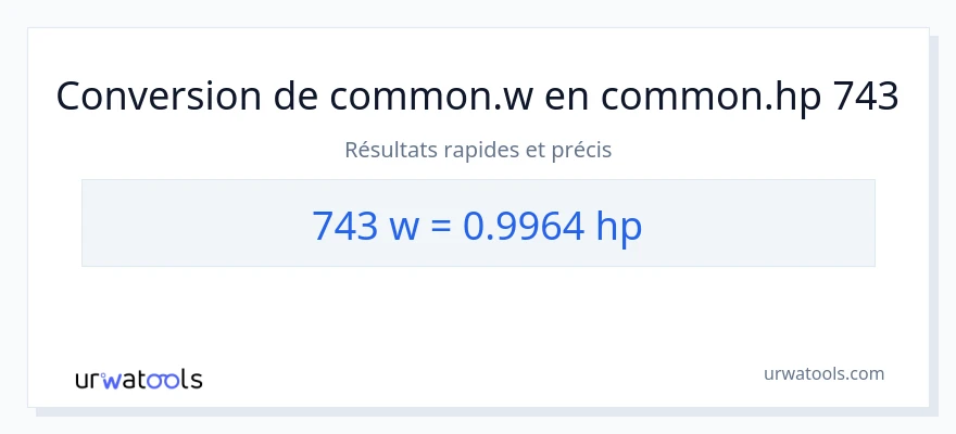 Conversion 743 watts vers chevaux-vapeur