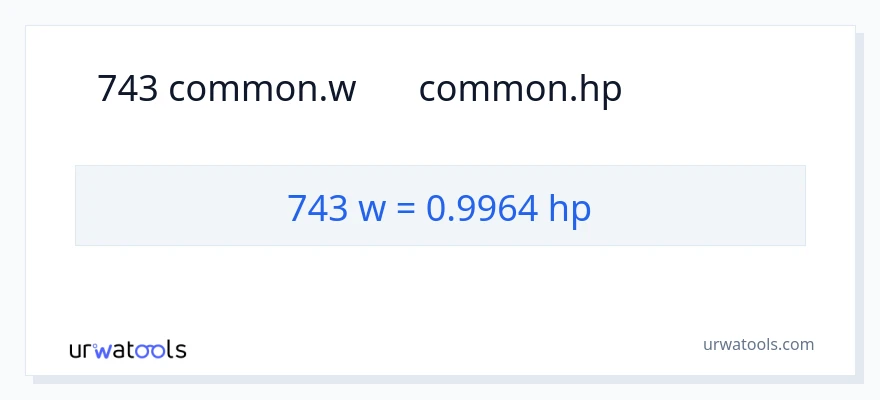 743 વોટ્સ થી હોર્સપાવર રૂપાંતર