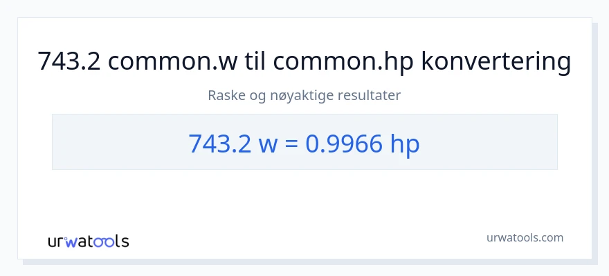 743.2 watt til hestekrefter konvertering