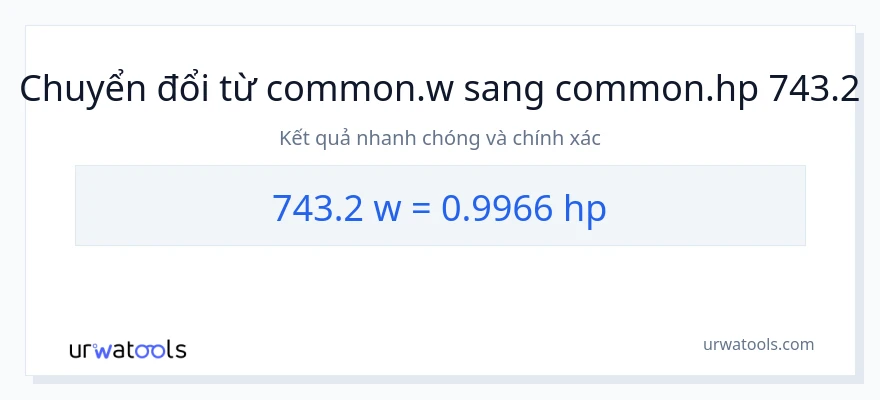 Chuyển đổi 743.2 watt sang mã lực