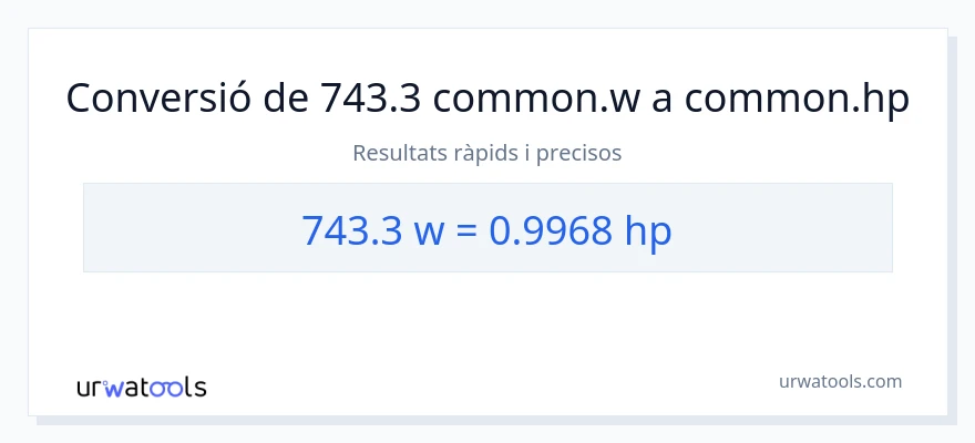 Conversió de 743.3 watts a cavalls de força